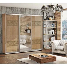 Sliding wardrobe 2.7 m "Valencia" painted high gloss three-door with mirror